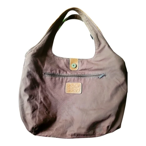 Fossil Floral Embroidered Leather Trim and Fabric Summer Women's Tote Bag - Picture 7 of 8